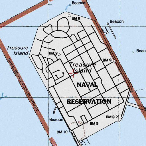 Topographic Map of Treasure Island, CA