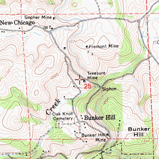 Topographic Map of Treasure Mine, CA