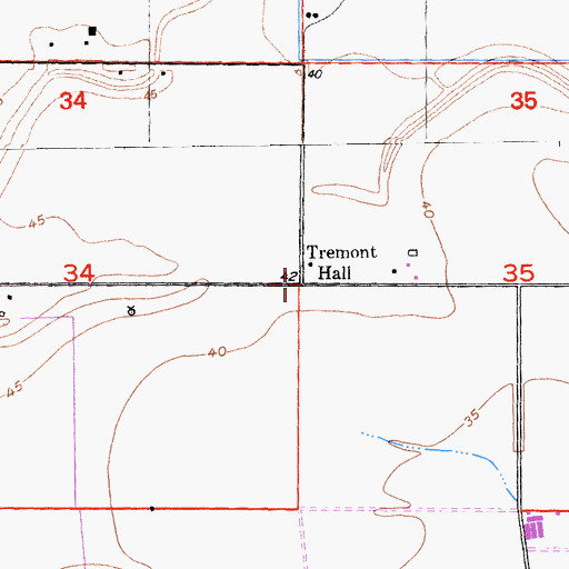 Topographic Map of Tremont Hall, CA