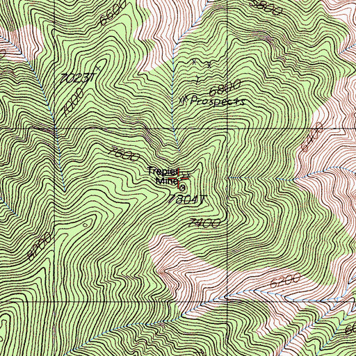 Topographic Map of Trepier Mine, CA