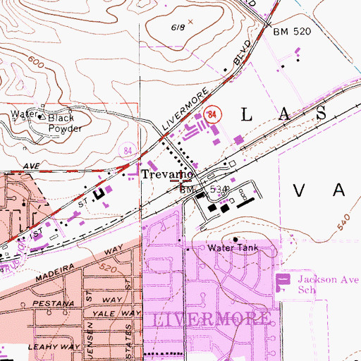 Topographic Map of Trevarno, CA
