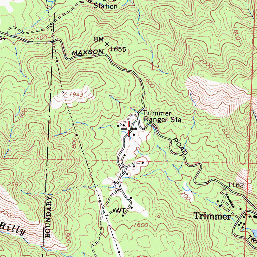 Topographic Map of Trimmer Ranger Station, CA