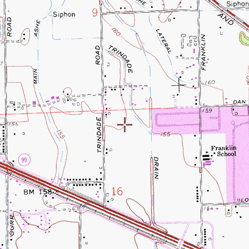 Topographic Map of Trindade Drain, CA