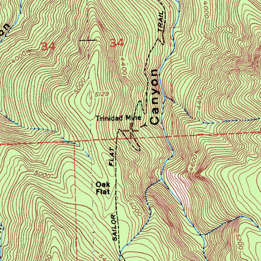Topographic Map of Trinidad Mine, CA