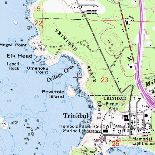 Topographic Map of Trinidad State Beach, CA