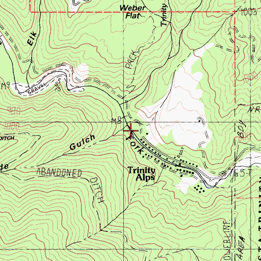 Topographic Map of Trinity Alps Creek, CA