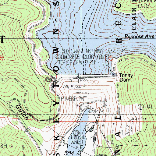 Topographic Map of Trinity Dam, CA