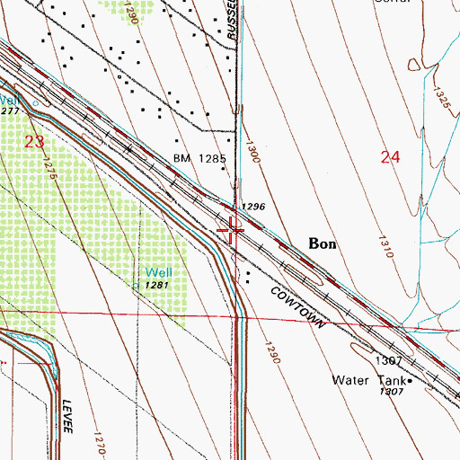 Topographic Map of Ben Railroad Station, AZ