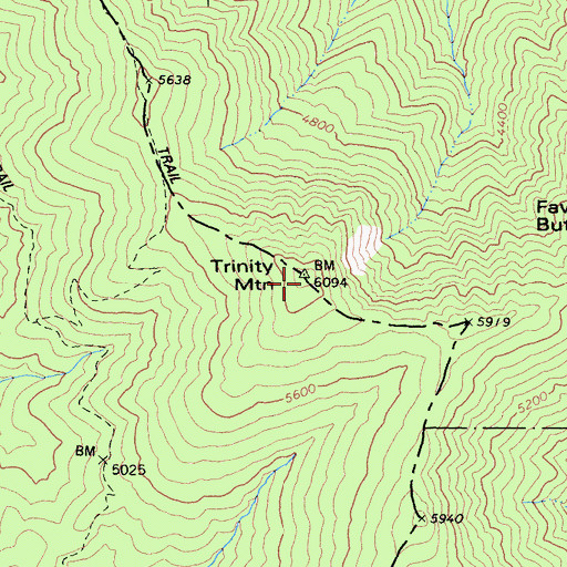Topographic Map of Trinity Mountain, CA