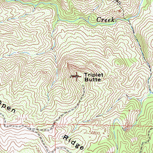 Topographic Map of Triplet Butte, CA