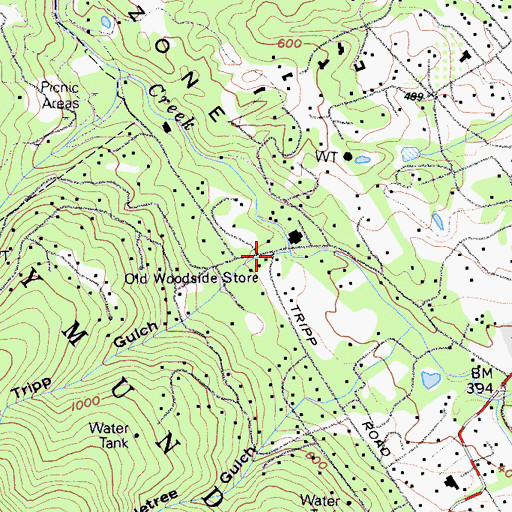 Topographic Map of Tripp Gulch, CA