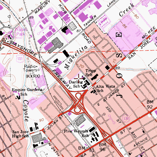 Topographic Map of Tripp School, CA