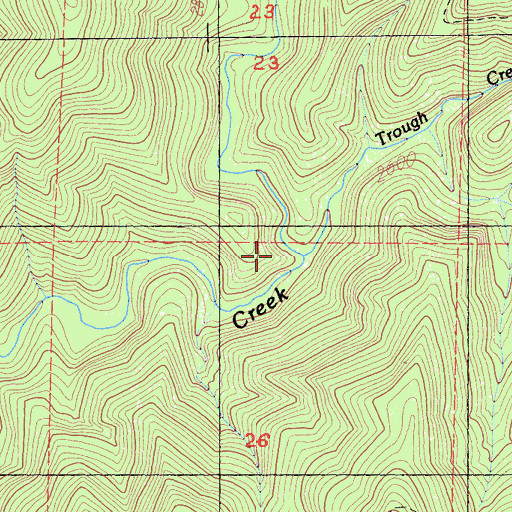Topographic Map of Trough Creek, CA