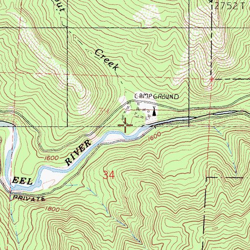 Topographic Map of Trout Creek, CA