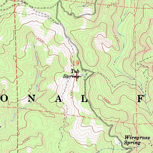 Topographic Map of Tub Spring, CA