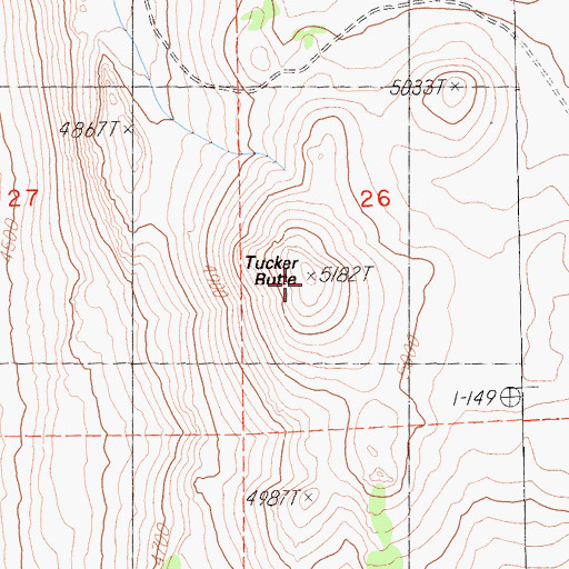 Topographic Map of Tucker Butte, CA