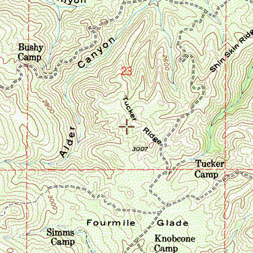 Topographic Map of Tucker Ridge, CA