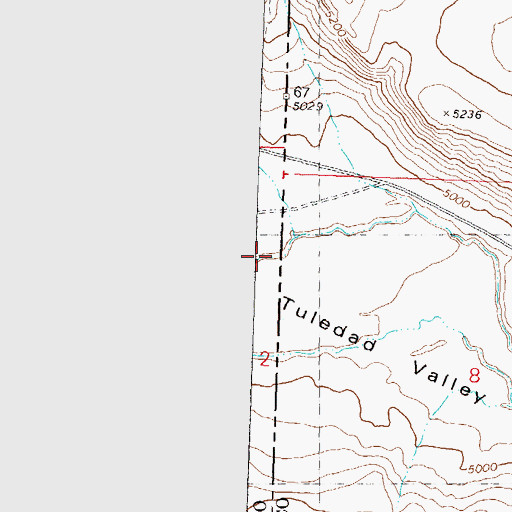 Topographic Map of Tuledad Valley, CA