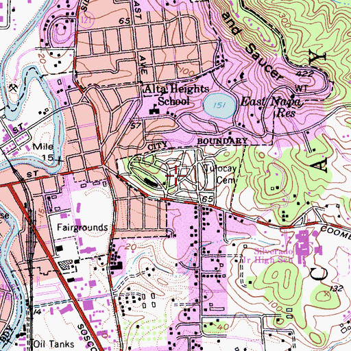 Topographic Map of Tulocay Cemetery, CA
