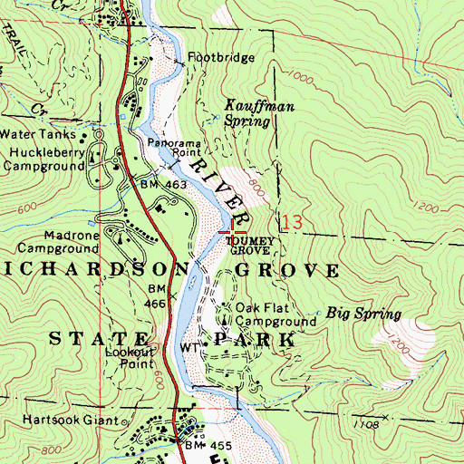 Topographic Map of Toumey Grove, CA