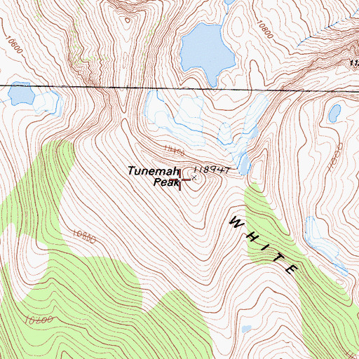 Topographic Map of Tunemah Peak, CA