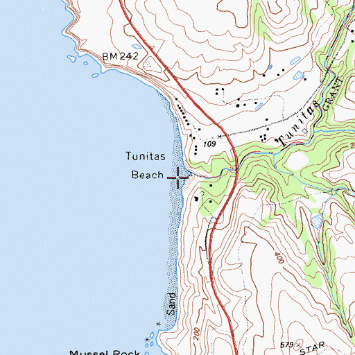Topographic Map of Tunitas Creek, CA