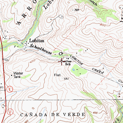 Topographic Map of Tunitas School, CA