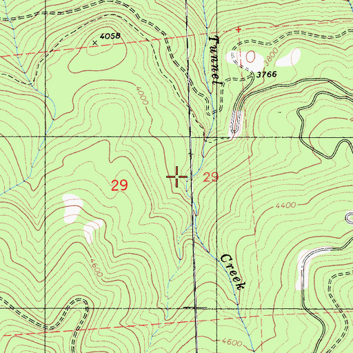 Topographic Map of Tunnel Creek, CA