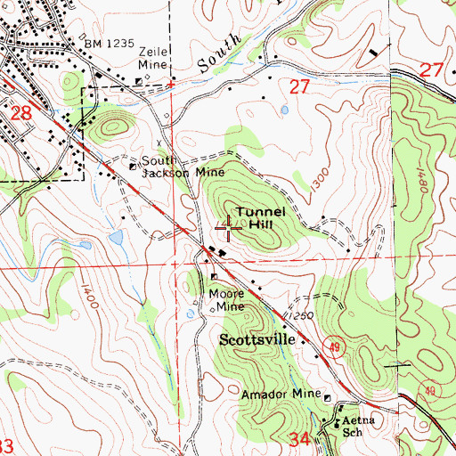 Topographic Map of Tunnel Hill, CA