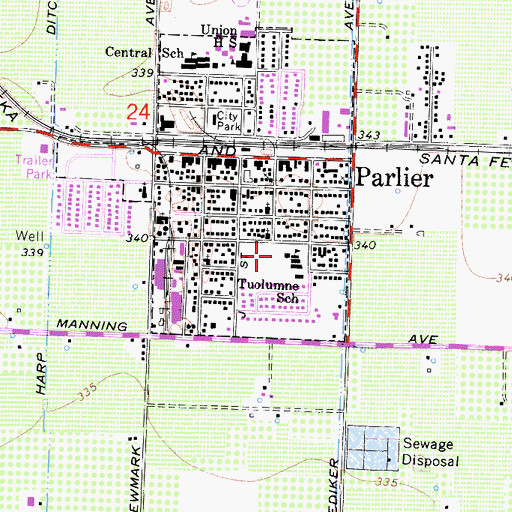 Topographic Map of Cesar E Chavez Elementary School, CA