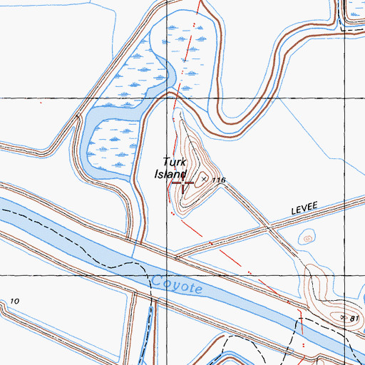 Topographic Map of Turk Island, CA