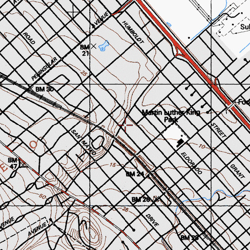 Topographic Map of Turnbull Middle School (historical), CA