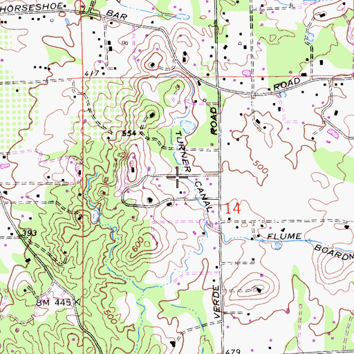 Topographic Map of Turner Canal, CA