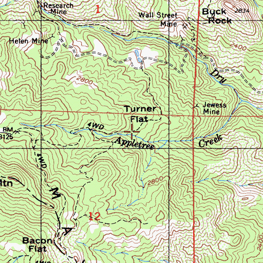 Topographic Map of Turner Flat, CA