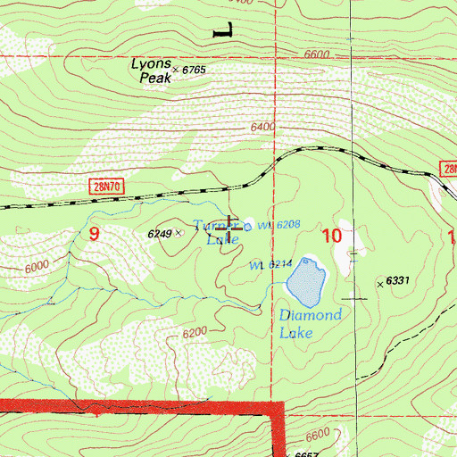 Topographic Map of Turner Lake, CA