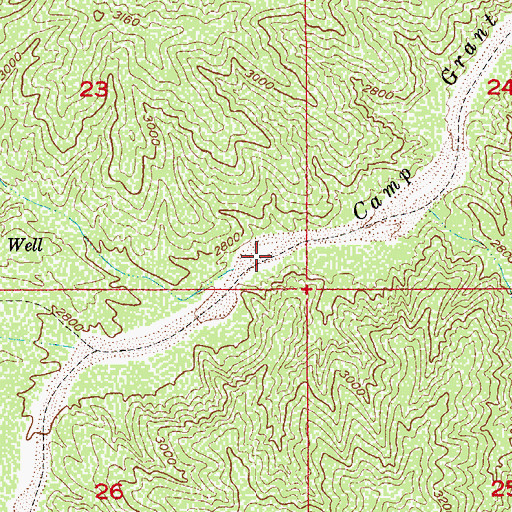 Topographic Map of Camp Grant Wash Trail, AZ