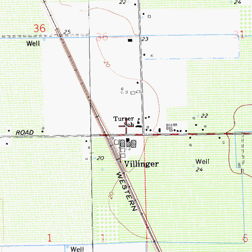 Topographic Map of Turner Elementary School, CA