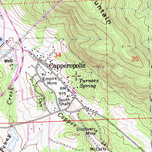 Topographic Map of Turners Spring, CA