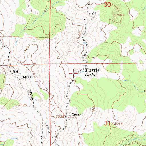 Topographic Map of Turtle Lake, CA