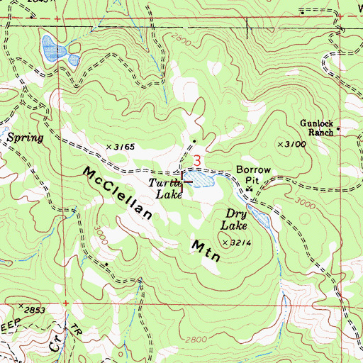Topographic Map of Turtle Lake, CA