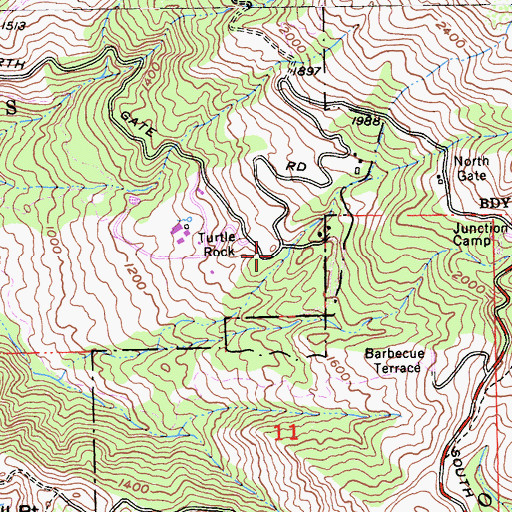 Topographic Map of Turtle Rock, CA