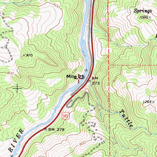 Topographic Map of Tuttle Creek, CA