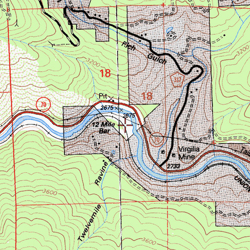Topographic Map of Twelvemile Ravine, CA