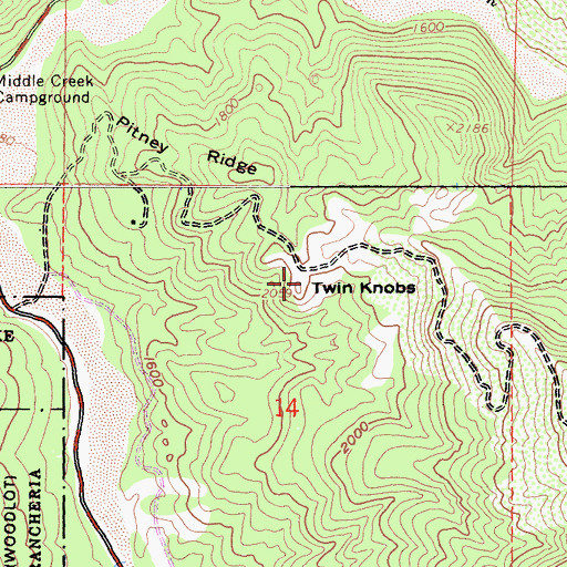 Topographic Map of Twin Knobs, CA
