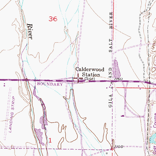 Topographic Map of Calderwood Station, AZ