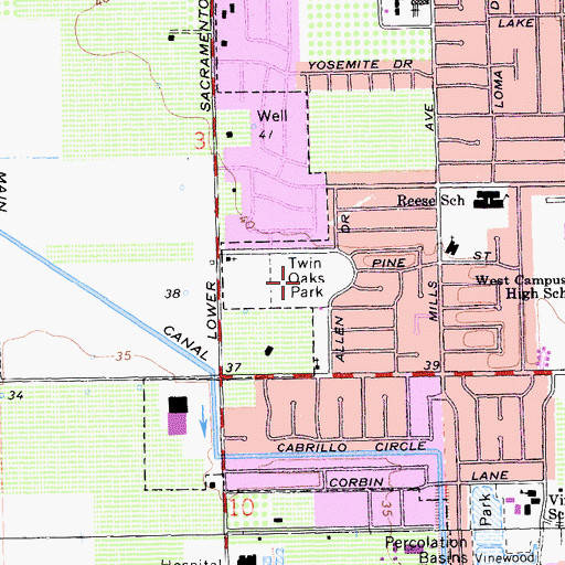 Topographic Map of Twin Oaks Park, CA