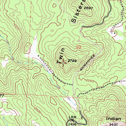 Topographic Map of Twin Sisters, CA
