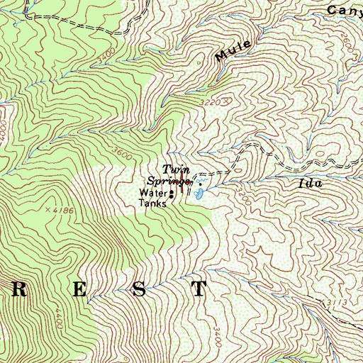 Topographic Map of Twin Springs, CA