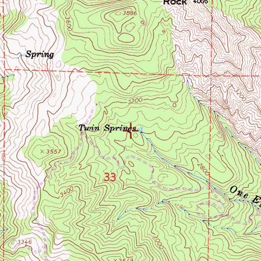 Topographic Map of Twin Springs, CA
