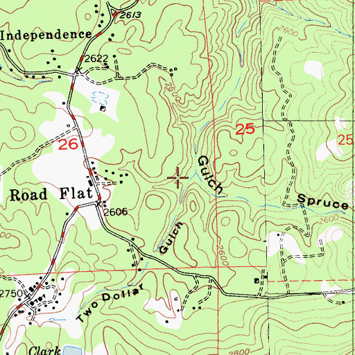 Topographic Map of Two Dollar Gulch, CA